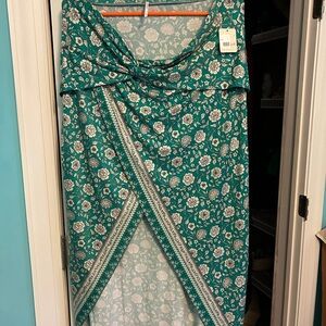 Free People Teal Floral Maxi Skirt